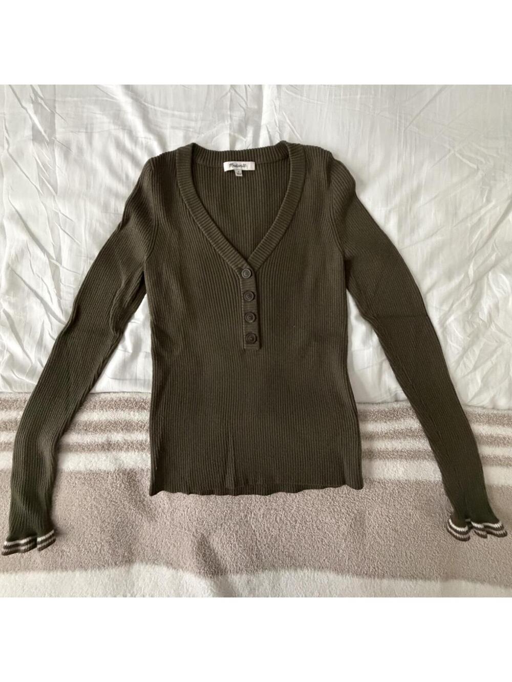 Madewell Women's Khaki and Green Jumper